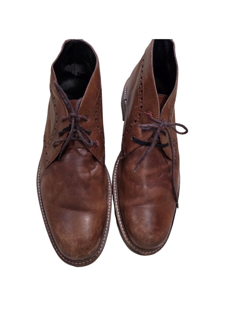 Johnson and Murphy 1850 Brown Leather Brogue Chukka Boots Size 9.5M Made In Chin